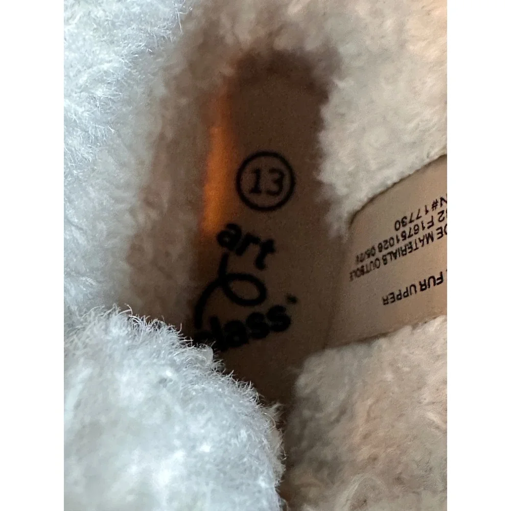 Art Class Girls Tan Faux Suede Shearling Combat Boots Size 13 Side Zip Lug Sole